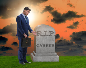 Businessman employee mourning his unsuccessul career