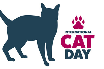 International Cat Day. August 8. Holiday concept. Template for background, banner, card, poster with text inscription. Vector EPS10 illustration.