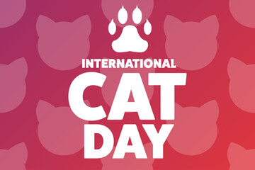 International Cat Day. August 8. Holiday concept. Template for background, banner, card, poster with text inscription. Vector EPS10 illustration.