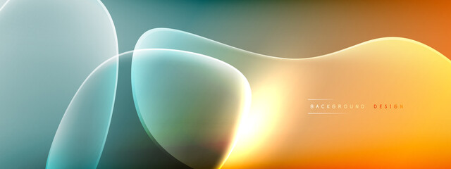 Vector abstract background - liquid bubble shapes on fluid gradient with shadows and light effects. Shiny design template for text