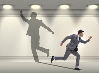 Businessman and his shadow in business concept