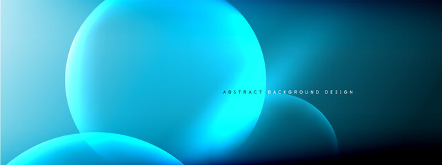 Vector abstract background liquid bubble circles on fluid gradient with shadows and light effects. Shiny design templates for text