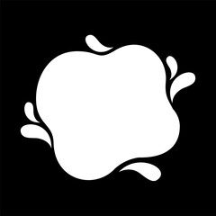 milk blob shape on black for banner copy space, aqua drop for background, white milk blob splash on black, water droplet white for banner, milk blob simple shape for graphic ad design
