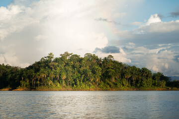 Tranquil and beautiful tropical landscape at the Kenyir Lake, Terengganu, Malaysia.