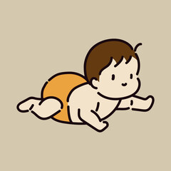 brown hair cute baby illustration design, Vector color illustration