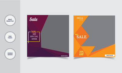 social media post template for special offer. Digital banner, Poster, digital layout. Vector illustration