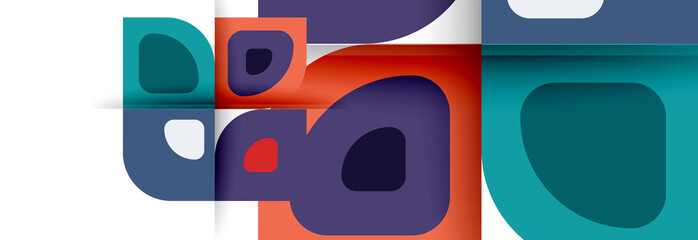 Set of vector modern geometric abstract backgrounds with repeating abstract round shapes patterns and shadow effects