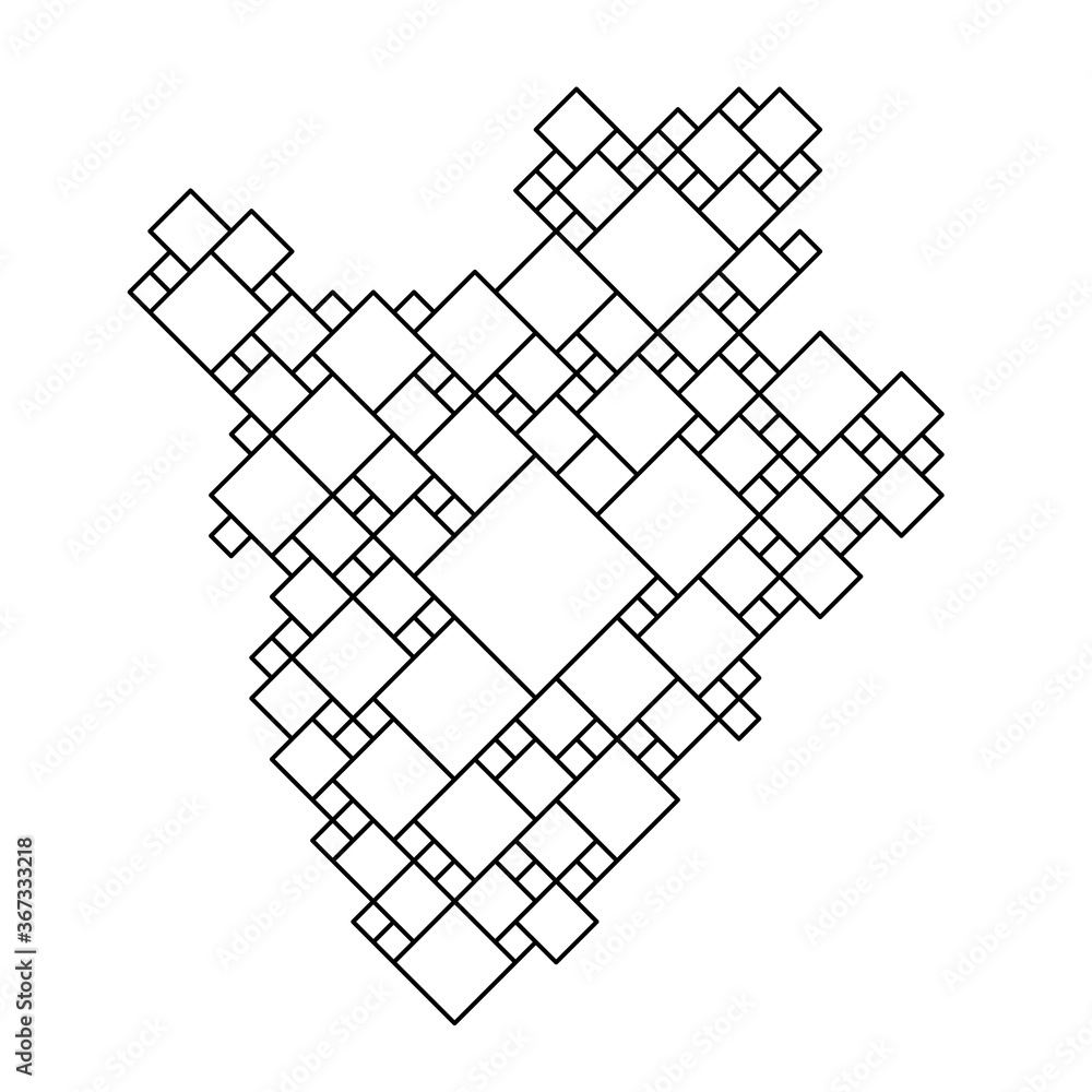Poster burundi map from black pattern from a grid of squares of different sizes . vector illustration.