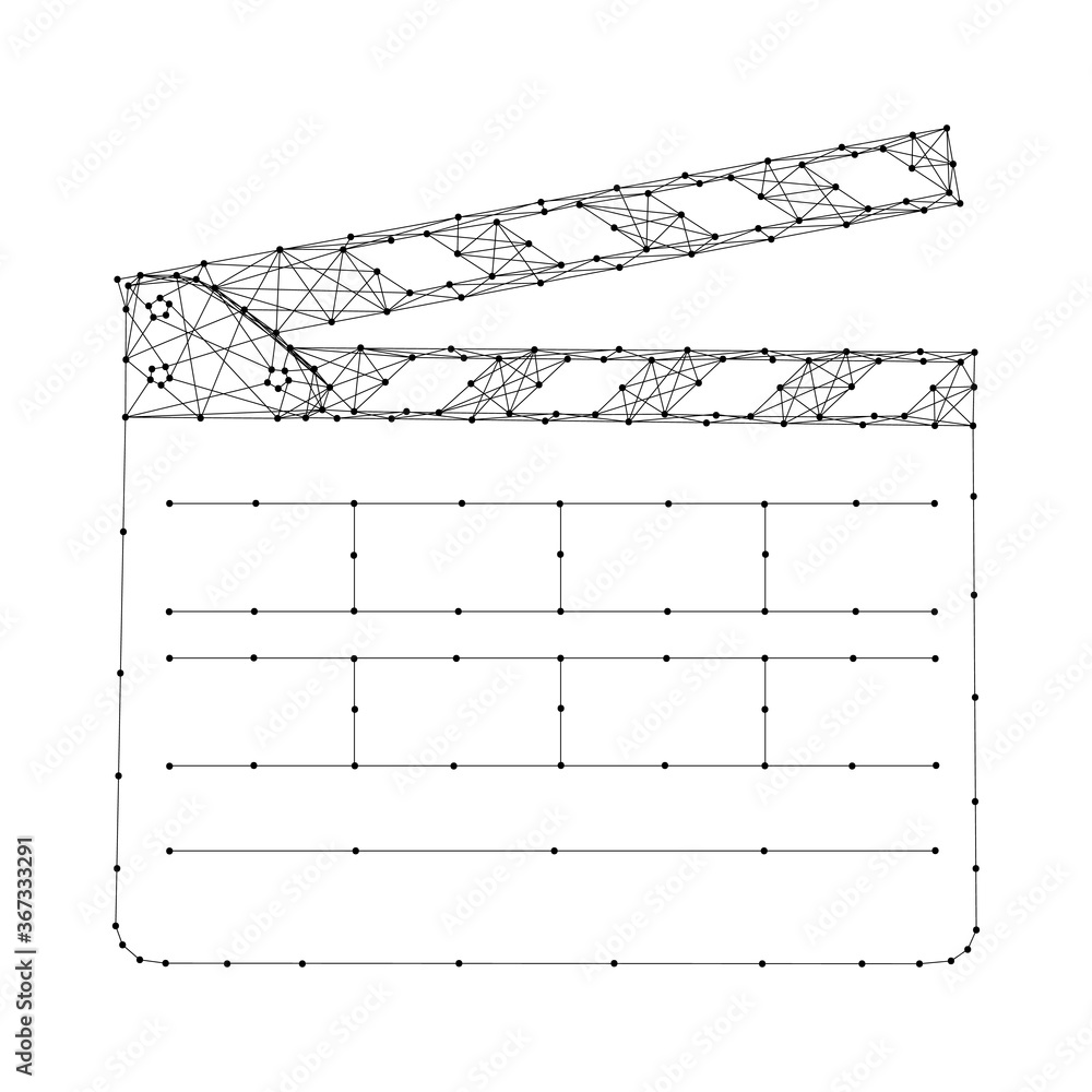 Poster clapperboard number format for doubles in the movies from abstract futuristic polygonal black lines 
