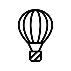 Fototapeta premium Hot air balloon outline icon isolated on white background, Hot air balloon line icon, Hot air balloon vector illustration for logo, ui, web, apps, banner, poster, brochure, infographic, etc.