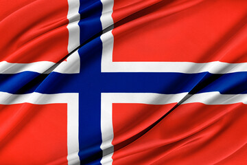 Colorful Norway flag waving in the wind. 3D illustration.