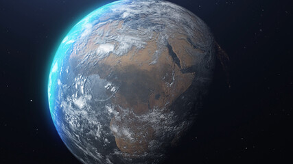 3D rendering-Africa Continent on Map ,Outer Space Travel Concept 3D 