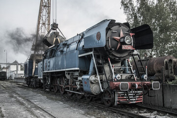 Fototapeta na wymiar czech steam locomotive in locomotive depot