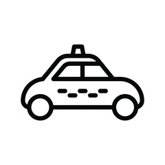 Taxi outline icon on isolated white background, Taxi cab line icon, Taxi vector illustration for logo, ui, web, apps, banner, poster, brochure, infographic, etc.