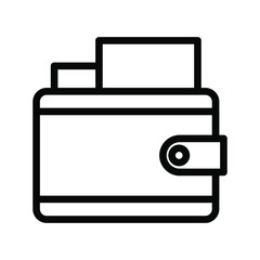 Wallet outline icon isolated on white background, Wallet line icon, Money on wallet fruit vector illustration for logo, ui, web, apps, banner, poster, brochure, infographic, etc.