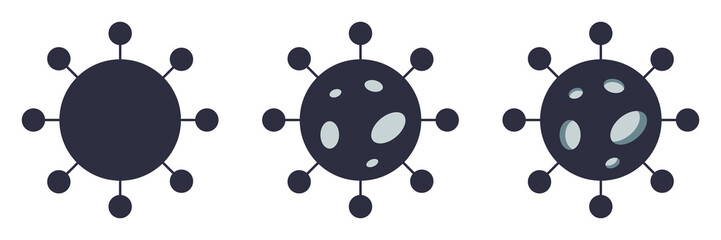 Coronavirus. Conjunto de iconos de coronavirus 2019-nCoV. Bacterias Coronavirus. Conceptos de coronavirus. Ilustración vector aislado en fondo blanco, color azul