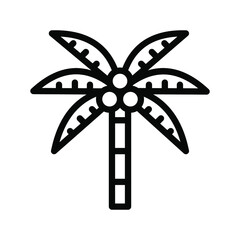 Coconut tree outline icon isolated on white background, Coconut tree line icon, Coconut tree vector illustration for logo, ui, web, apps, banner, poster, brochure, infographic, etc.
