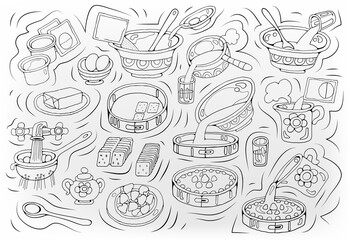 Home Cooking vector sketchy illustration
