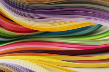Abstract rainbow color strip wave paper horizontal background.