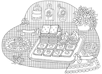 Home Cooking Still life vector illustration