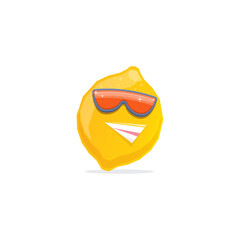 vector funny cartoon lemon character with sunglasses isolated on white background. funky smiling summer fruit character
