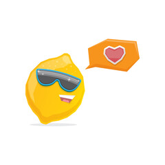 vector funny cartoon lemon character with sunglasses isolated on white background. funky smiling summer fruit character