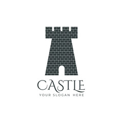 black castle logo design. building branding assets vector design