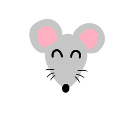 Cartoon Stylized Adorable Happy Mouse Emoticon