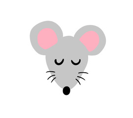 Cartoon Stylized Adorable Sleeping Mouse Emoticon