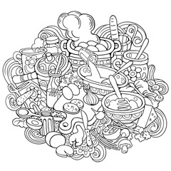Food hand drawn vector doodles illustration
