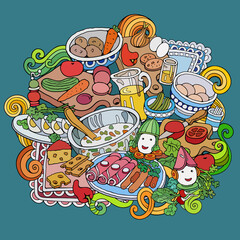 Food hand drawn vector doodles illustration