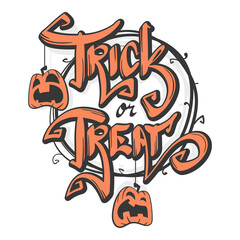 Hand Drawn Trick or Treat Letter for Halloween with Pumpkin