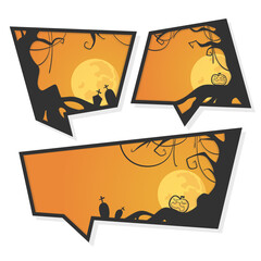 Halloween Set Banner with Horror Element for Greeting Quotes and Other