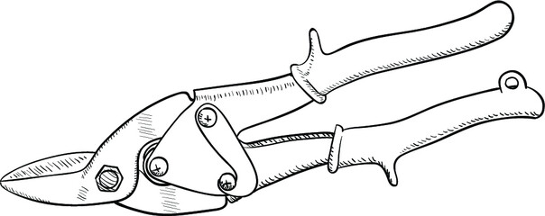 Shears for cutting sheet metal isolated on a white background