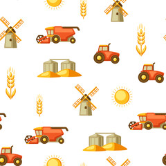 Agricultural seamless pattern with harvesting items.