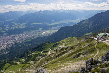 cloudy mountains and Innsbruck in Austria