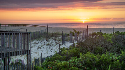 Fototapeta na wymiar Colorful sunrise over the Atlantic on Long Beach Island