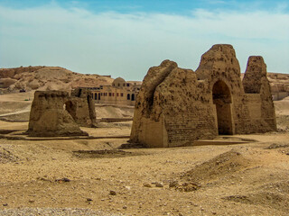 A view of ruins around the Hatshepsut temple near Luxor, Egypt in summer