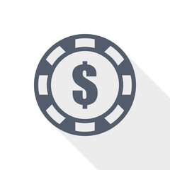Casino chip flat design vector icon