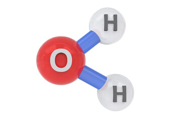 3D illustration of Water molecules - H2O