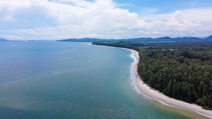 Aerial view of sea, beach and forest at Lanta island, Krabi, Thailand