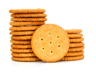 Delicious crackers isolated on white
