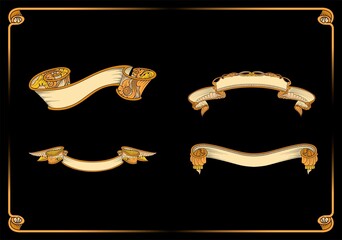 set of ribbons with gold ornaments