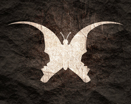 Fototapeta A butterfly or two face profile view. Optical illusion. Human head make silhouette of insect