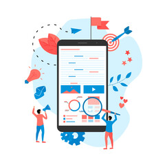 Concept for Digital marketing agency, digital media campaign flat vector illustration