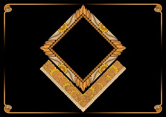 golden frame with an abstract background and floral ornaments