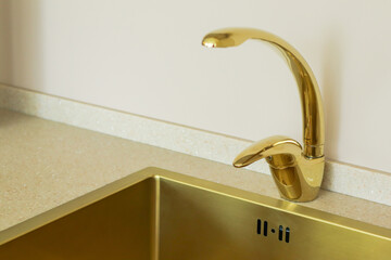 Classic sink in modern kitchen, close up