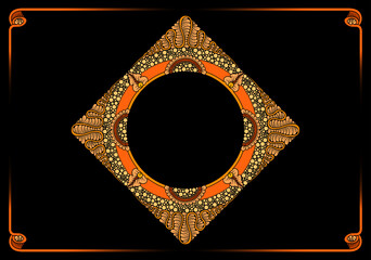golden frame with an abstract background and floral ornaments