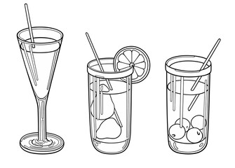 Fruit drinks hand drawn doodles illustration