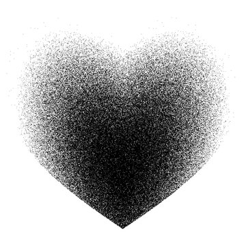 Vector heart broken into small pieces, into dast